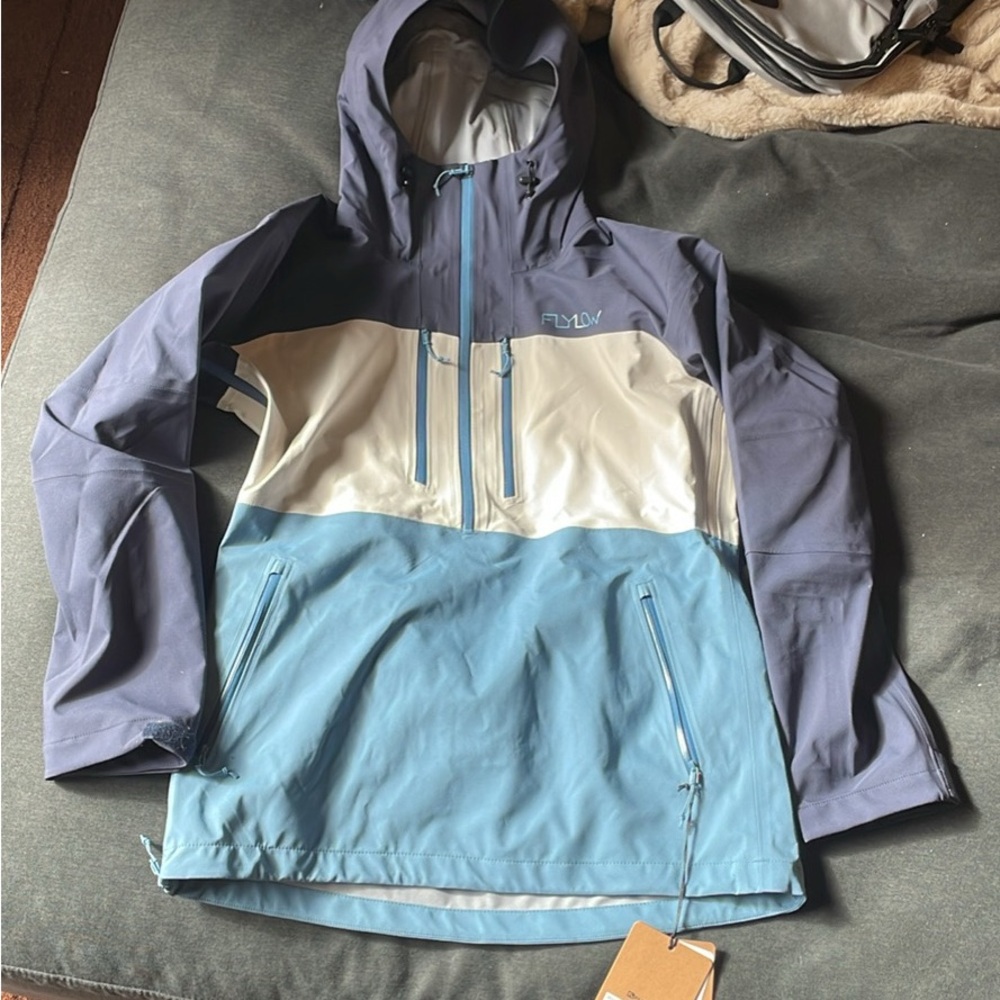 Flylow Blue and White Hooded Jacket - Women’s Lucy Anorak Flylow Jacket medium